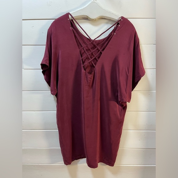 IKKS WOMEN – Burgundy Silk Dress/ tunic – Size 40 - Picture 8 of 10